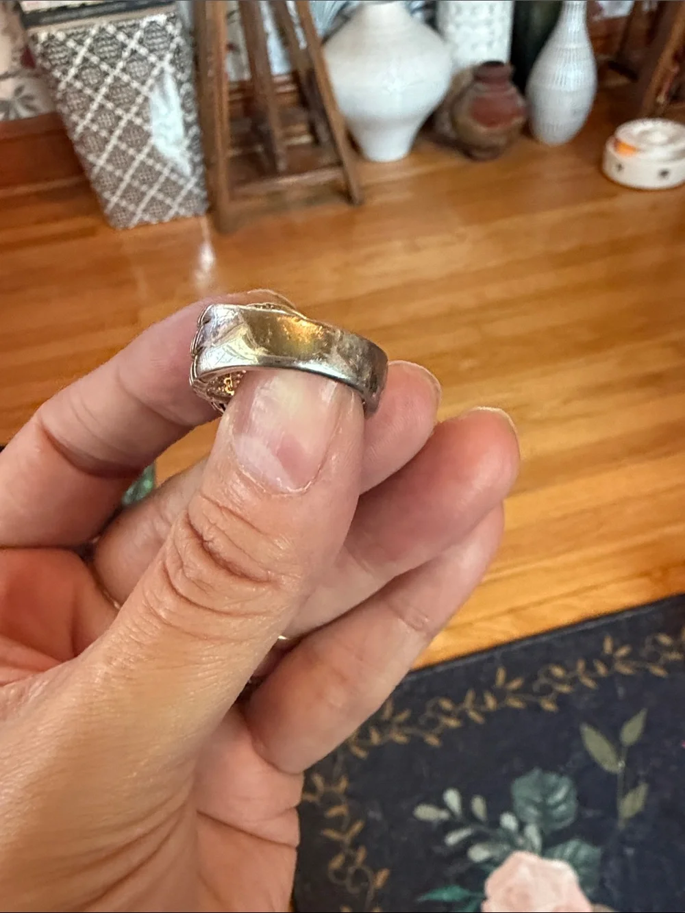 Lia Sophia Silver Knotted Statement Ring Size 9
